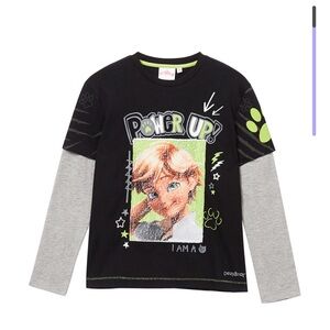 Desigual Black and Grey Long Sleeve Graphic Tee